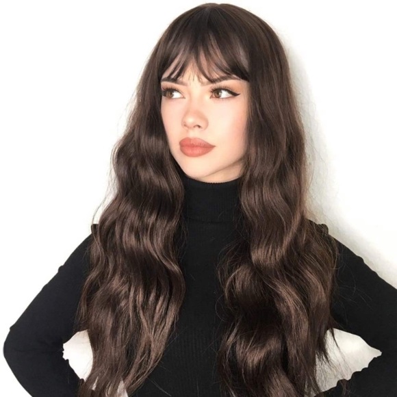 Dark Brown Long Wavy Wigs